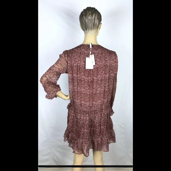 Joie Snow Port Wine Paisley Drop Waist Silk Dress Size Small $368 - Picture 6 of 10
